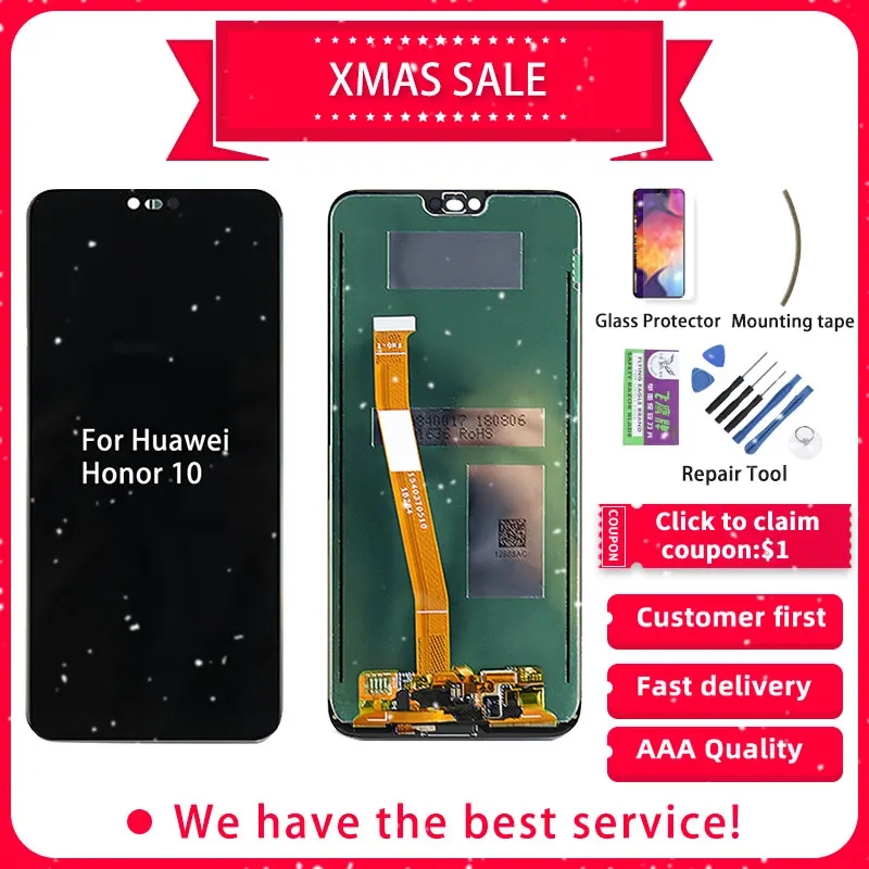 Для huawei Honor 10 ЖК-дисплей COL-L29 COL-AL10 отпечатков пальцев сенсорный экран с рамкой черный серый синий фиолетовый
