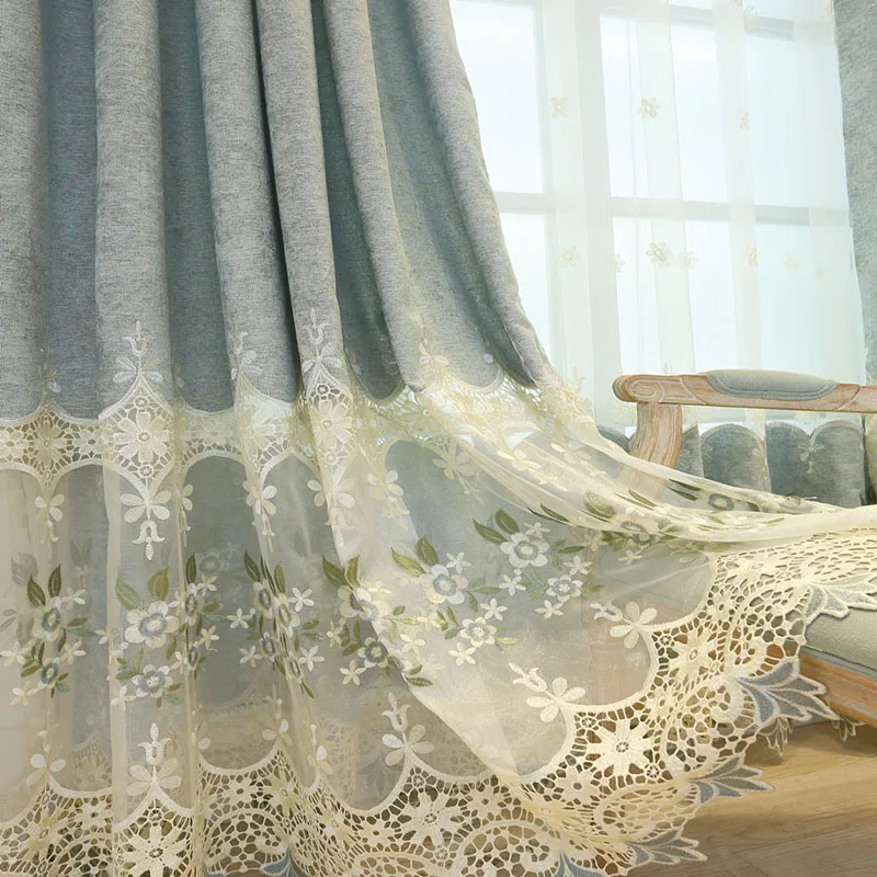Европейские занавески для фотографий занавеска с цветочной вышивкой ткань окна