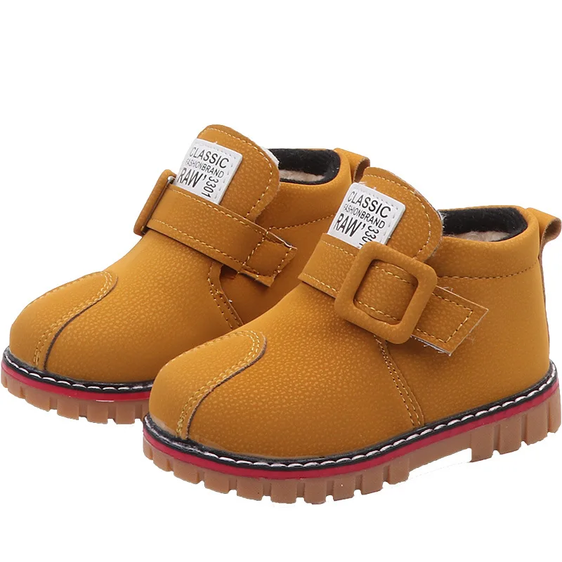 

Children's cotton boots 2020 winter new Martin boots plus cashmere casual leather shoes baby toddler shoes student shoes trend