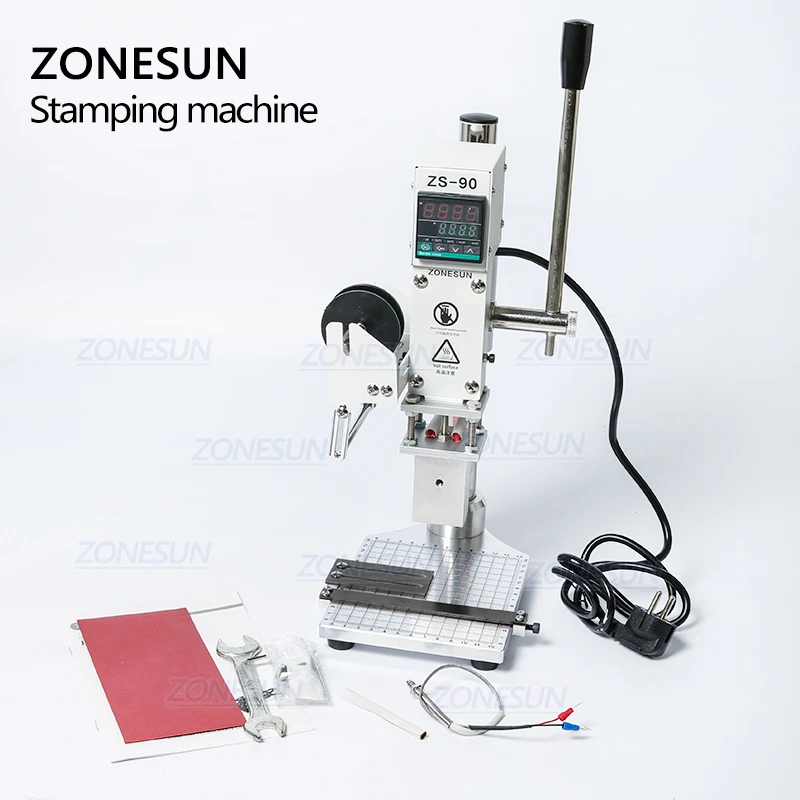 ZONESUN машина для горячего тиснения фольгой ручная Бронзирующая логотипа торговой