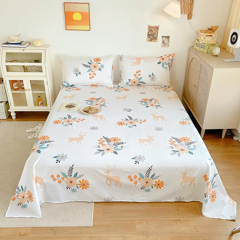 

Flat Bed Sheet 100% Cotton Soft Queen Size Bed Sheet Single/ Double Top Bed Sheet Cotton (No Pillowcase)