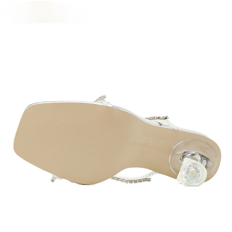 

Eilyken Woman Slippers Fashion PVC Transparent Crystal Rhinestone Slides Clear Strange Heels Sandals Ladies Wedding Shoes