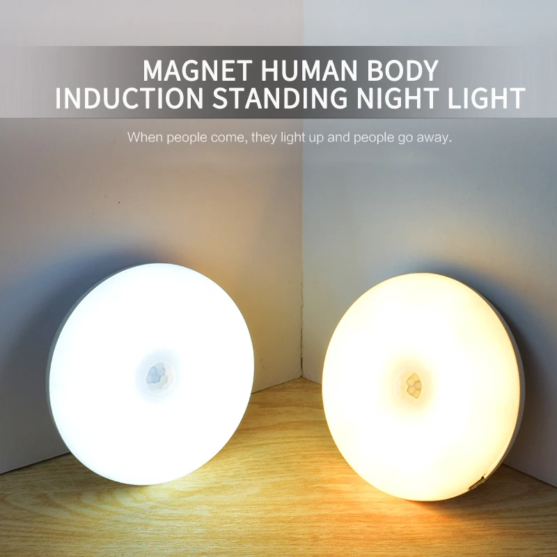 

USB Night Lights White/ Warm Color Night Lights Recognizes The Darkness And Lights Up Automatically Human Body Sensor Night Lamp
