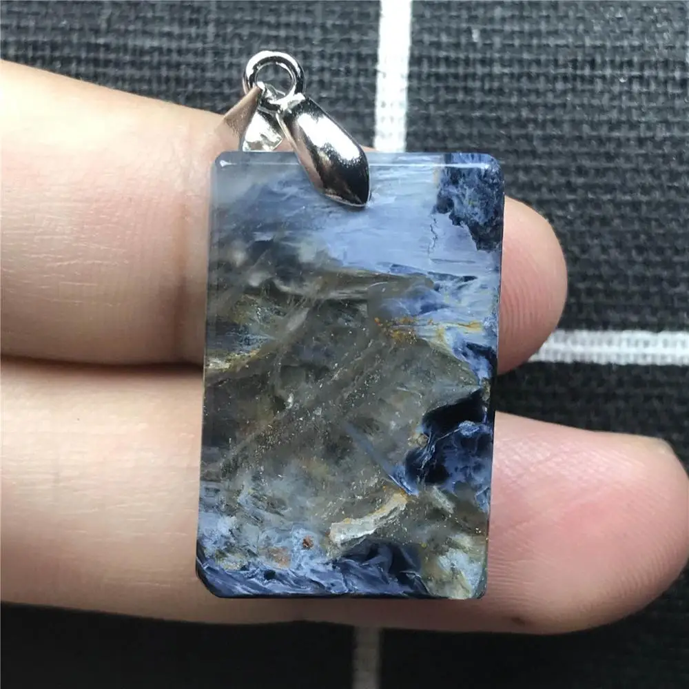 Натуральный синий Pietersite кулон ювелирные изделия для Для женщин Для мужчин 25x16x5 мм Намибии с украшением в виде кристаллов прямоугольник Бусы Модный кулон AAAAA