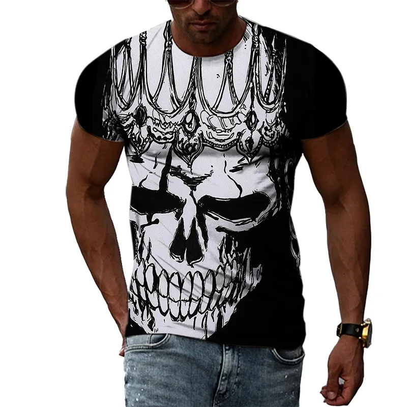 

Hot Sale Summer 3D Printing Skull Men's Oversized T-shirt Punk Style Street Hip-Hop Men's O-neck Short-Sleeved T-shirt XS-6XL