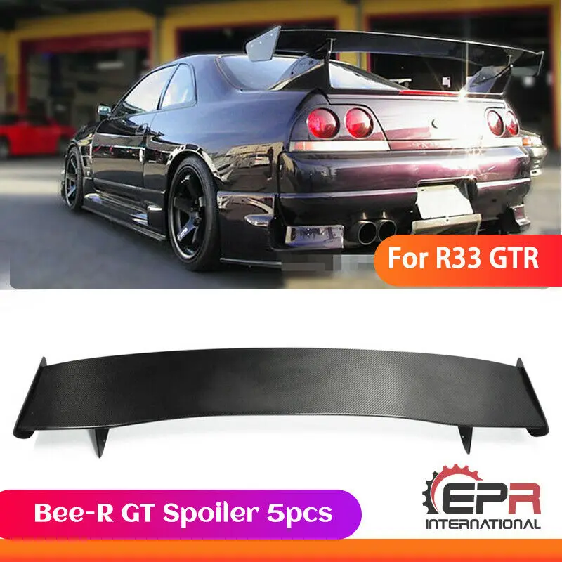 

For Nissan Skyline R33 GTR Bee Style Rear GT Spoiler Wing 5pcs Car accessories Exterior Kit(only fit to GTR Rear Spoiler Base)