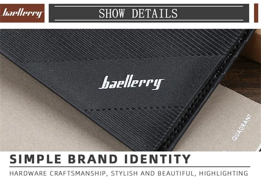 Baellerry роскошные кожаные мужские из полиуретана кошелек маленький модный джентльмен высокое качество мужские кошельки тройной складной кошелек короткий наличные деньги сумка