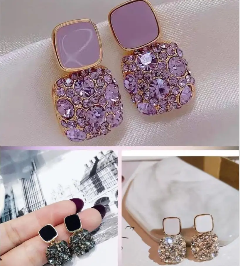 

New Earrings retro temperament Europe and America 2022 high-quality purple earrings female exquisite niche Fashion Stud Earrings