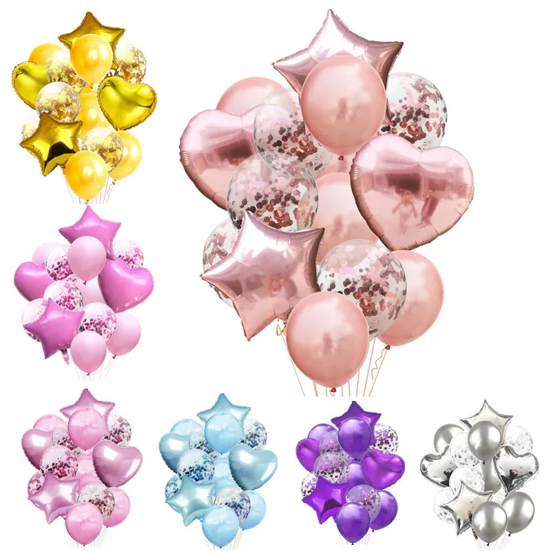 Латексные воздушные шары 12 дюймов с конфетти 14 шт. 18 Гелиевый шар украшением на