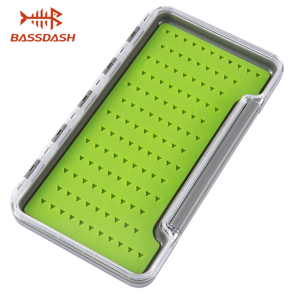 Bassdash Waterproof Fly Box Single Sided Fishing Flies Storage With Foam/Silicone Slits Insert