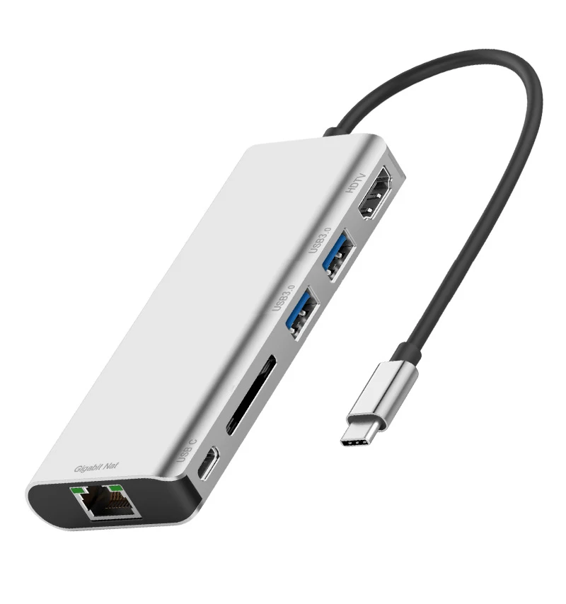 

USB 3.0 HUB SD Card Reader 1000Mbps Gigabit Net Ethernet Lan Video Converter Adapter for MacBook Type C Laptop 4k To TV Monitor