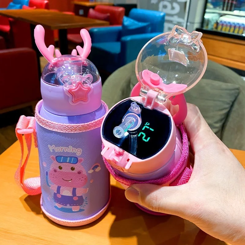 

Children's Smart Display with A Straw Temperature Measurement Stainless Steel Mug Christmas Thermos Mug