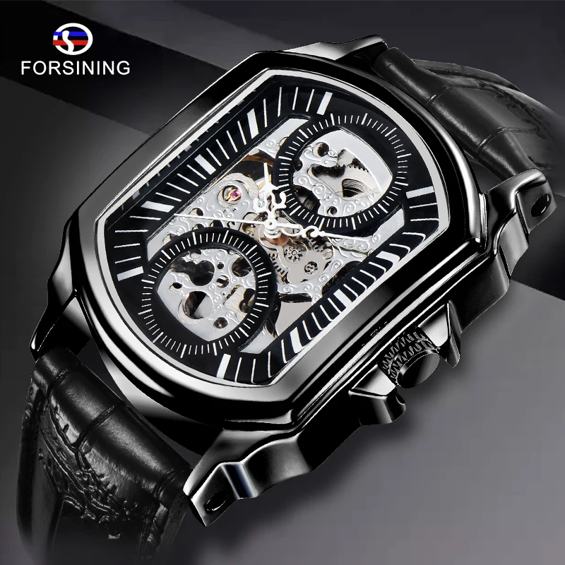 Часы наручные Forsining Мужские автоматические Классические Прозрачные брендовые