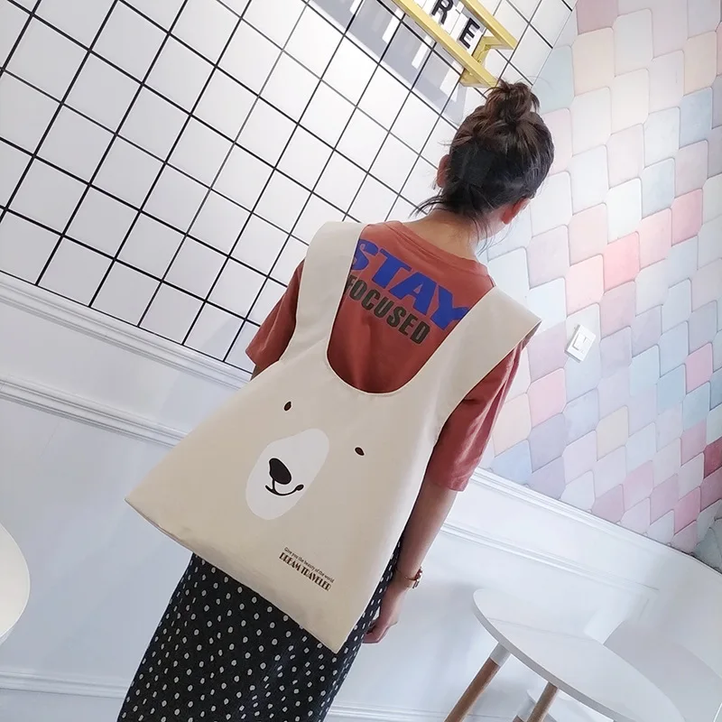 

Youda New Women's Canvas Shoulder Bag Girls Korean Cute Printing Handbag Backpack Student Large-capacity School Bag Shopping Bag