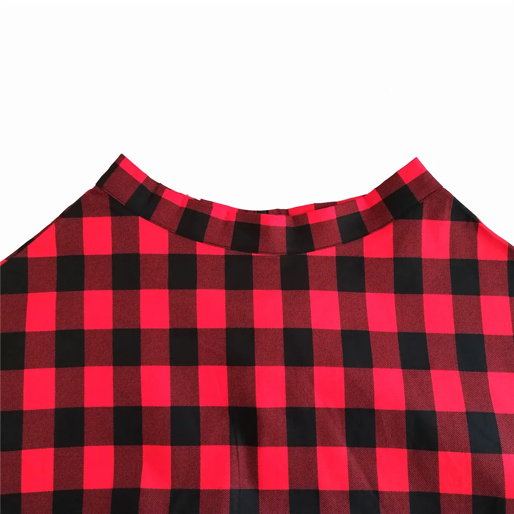 Желтая красная клетчатая юбка средней длины с высокой талией Женская винтажная