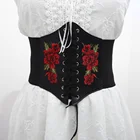 Женское утягивающее белье в стиле ретро, корсет для живота, талии, регулируемый пояс с вышивкой розы, Женский обтягивающий пояс
