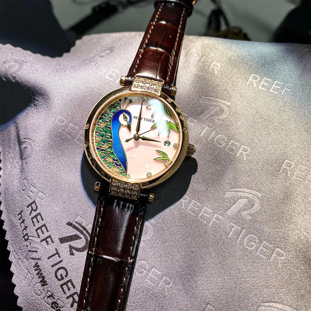 Часы женские с автоматической датой из натуральной кожи RGA1587|Женские наручные