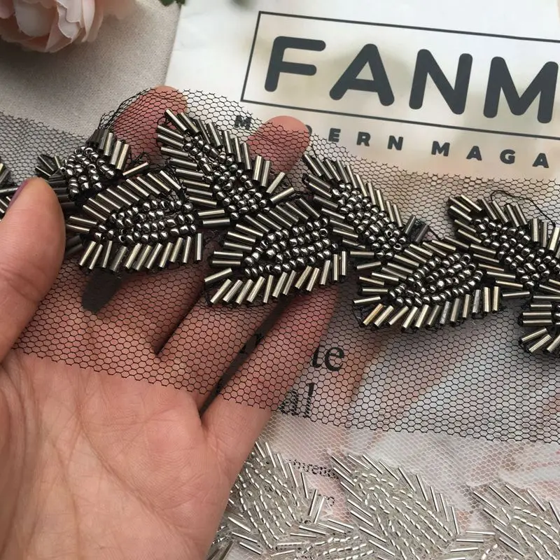 Аксессуары для свадебного платья из бисера сетка сшитая вручную бисер лист цвет