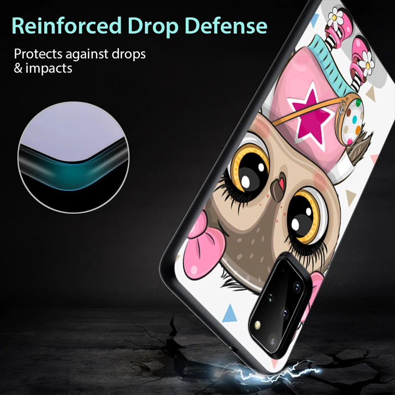 

Lovely Animal Owl for Samsung Galaxy S21 S20 FE Ultra S10 S10e S9 S8 S7 S6 Plus Lite Edge Black Phone Case
