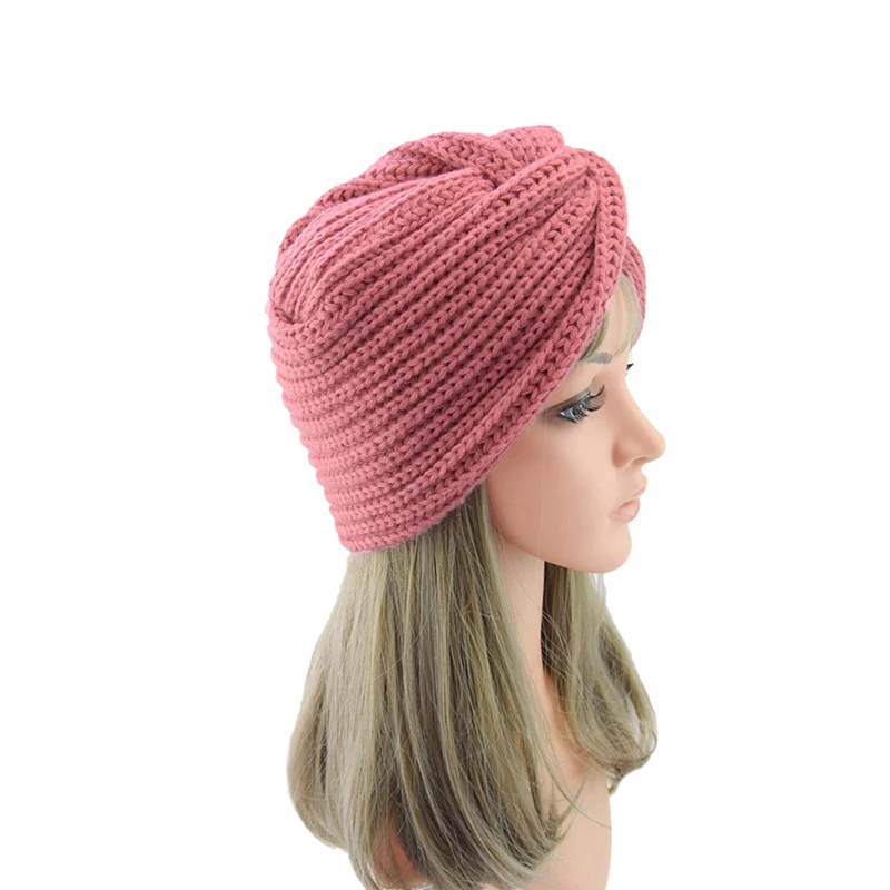 

Muslim Inner Hijab Women Cap Turban Cashmere Cross Wrap Head Indian Hat Wool Knit Hijab Bonnet Turbante Cap Winter Hats Women