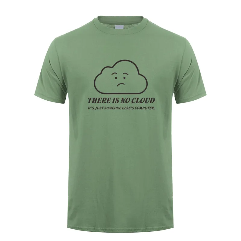 Military green Omnitee Лето нет облака футболки для мужчин хлопок o-образным вырезом с коротким рукавом это просто чужая футболка с компьютером OZ-343 - Цвет: Military green