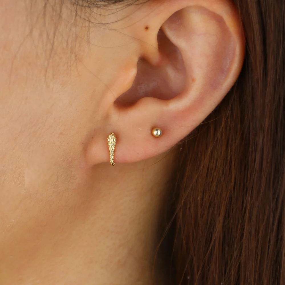 Gold color snake stunning fashion stud earring for women gold filled animal climber ear jewelry