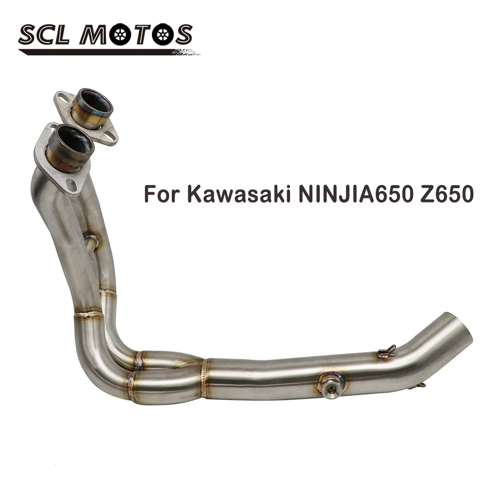 

SCL мотоциклетные выхлопные трубы из нержавеющей стали средней трубы, звеньевая труба, полная система для Kawasaki ниндзя650 Z650 2018 с датчиком, Новинка