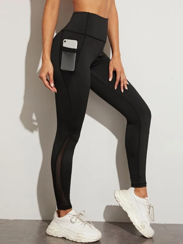

1216DC running fitness pants mobile phone side pocket sports Leggings custom logo print on product and package from 1pc dropship