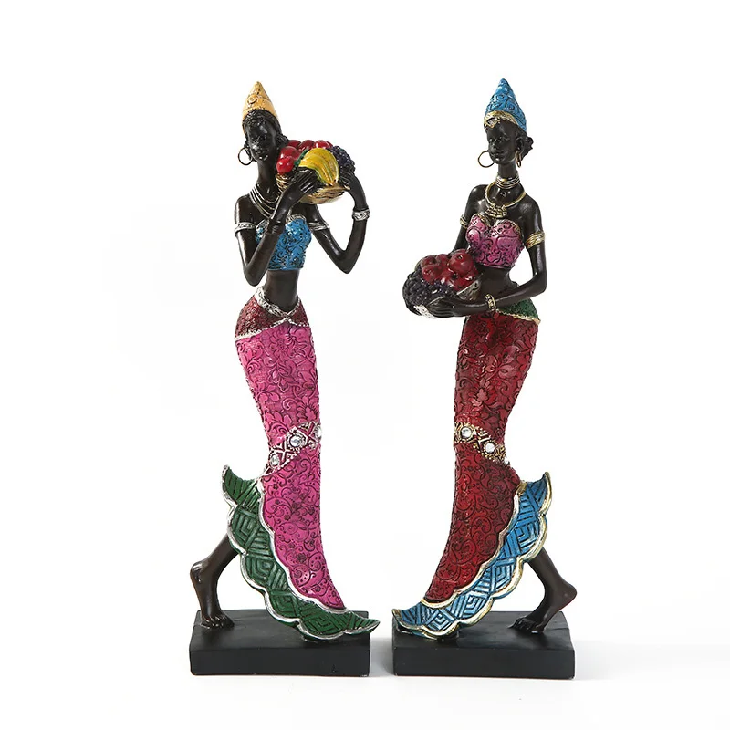 

African Beauty Sculpture For Home Decoration Ornaments Handmade Resin Statue Figurines Living Room Decoration Crafts Friend Gift