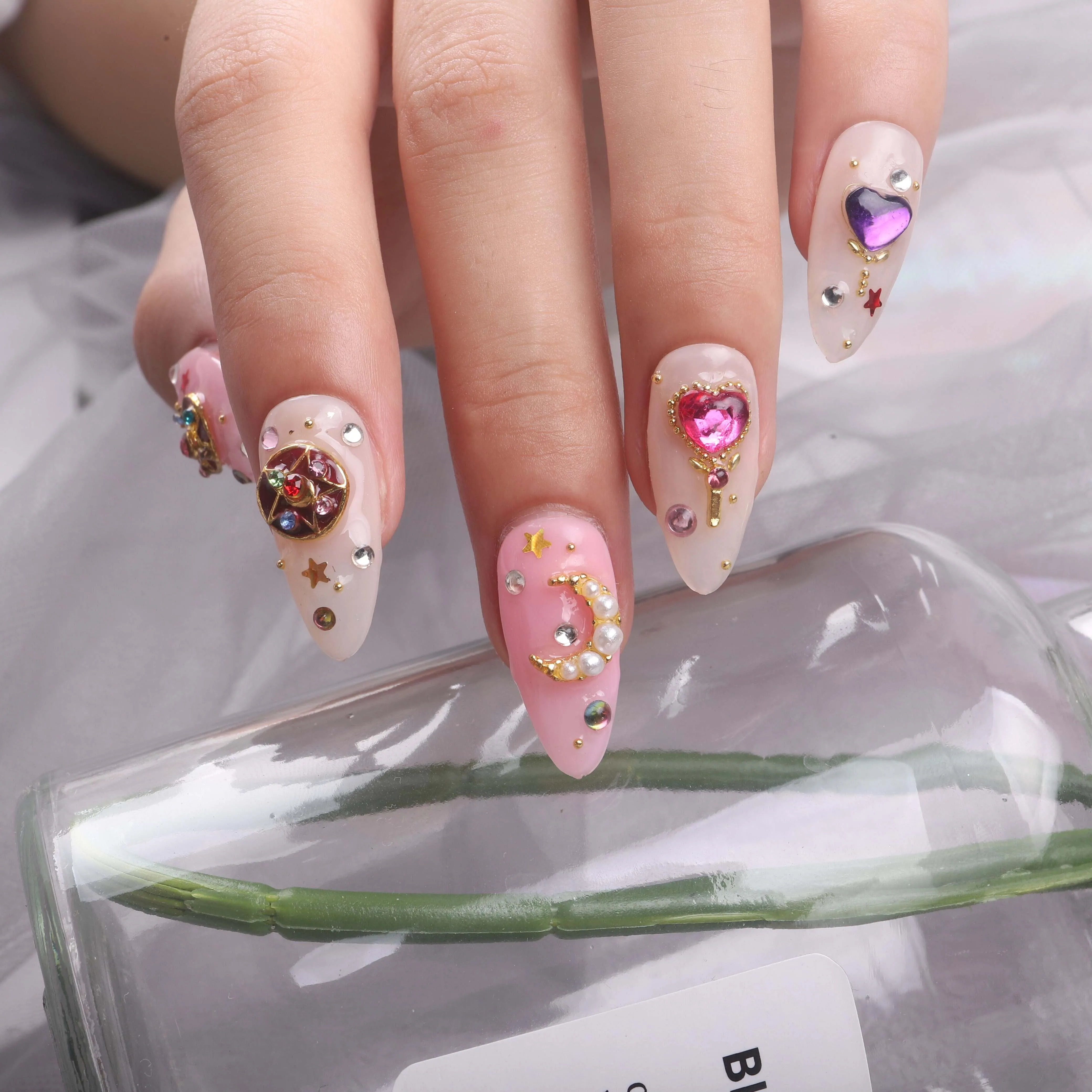 10 шт./лот Сейлор Мун в форме сердца со стразами любовь Меркурий Henshin стержень лак