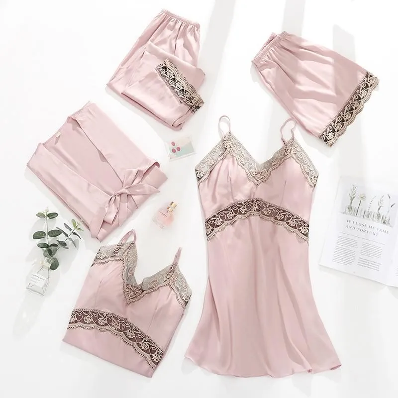 Сексуальный женский желтый халат кимоно комплект атласного халата ночная