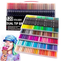 up to 120 color dual brush art markers pen fine tip and brush pens drawing painting watercolor art marker pens school supplies