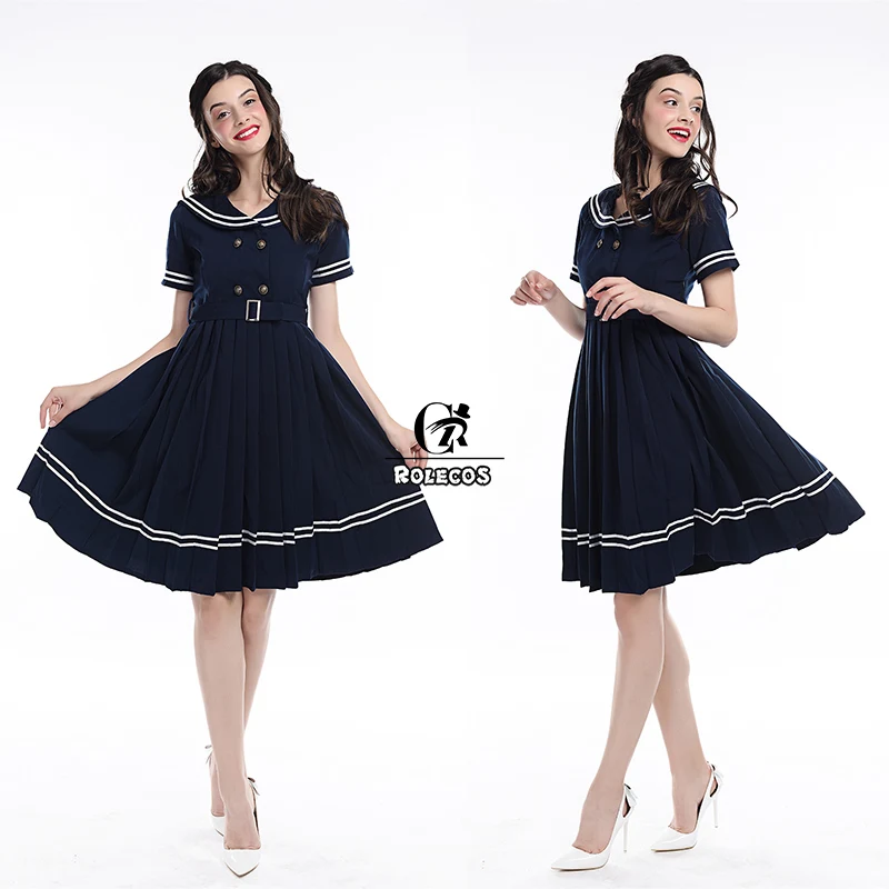 ROLECOS японская JK школьная форма матроска Косплей костюмы темно синее длинное