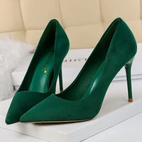 2022 women 9cm high heels red pumps plus size stripper suede escarpins lady wedding bridal heels scarpins green blue prom shoes