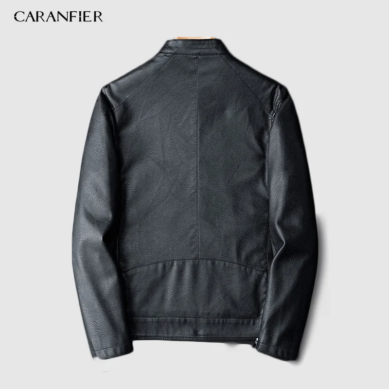 Мужские куртки CARANFIER осенне зимняя повседневная куртка из искусственной кожи на