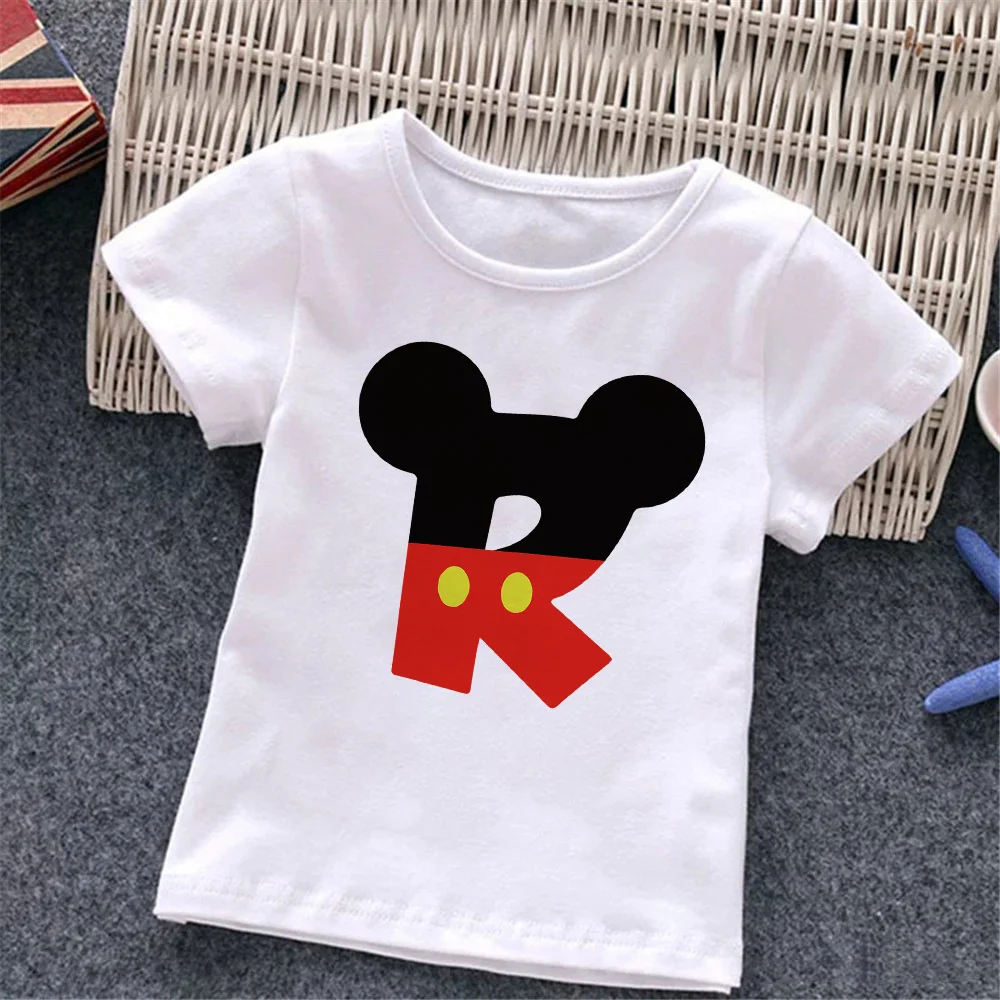 

T Shirts 2021 Fashion Baby Girls T Shirts Cute Disney ABC Clothes Toddler Kids Short Sleeve Kids And Children's Tops