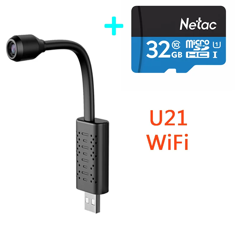 U21camera32GBTFcard Новейшая U11 Мини Портативная HD 1080P USB камера для видеонаблюдения дешевая CCTV Интернет ip камера видео рекордер Поддержка TF карта - Цвет: U21camera32GBTFcard