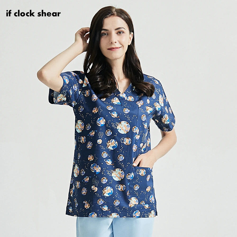 Одежда с принтом звездного неба для зоомагазина Рабочая Униформа топы униформа