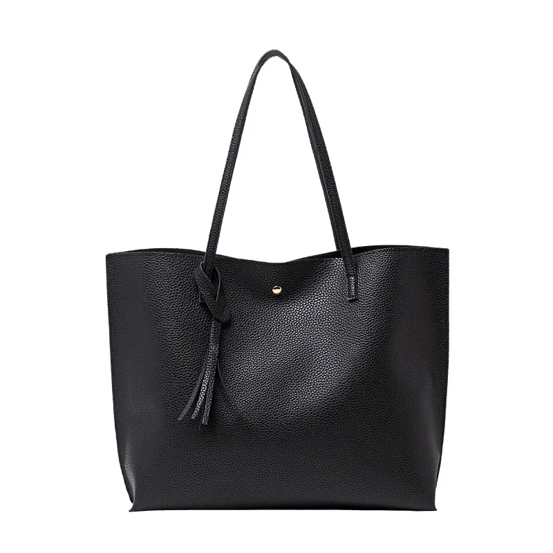 

Simple Vintage Pu Leather Composite Bags For Women Casual Large Capacity Messenger Bags Female Solid Luxury Bucket Handbag Totes