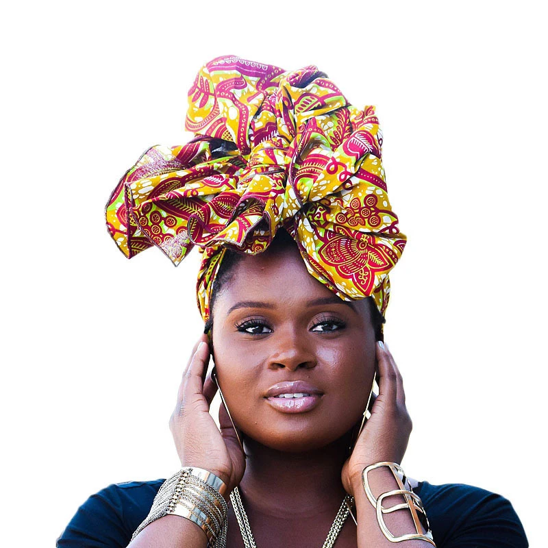 Модный Африканский шарф для девочек тюрбан с принтом повязка на голову