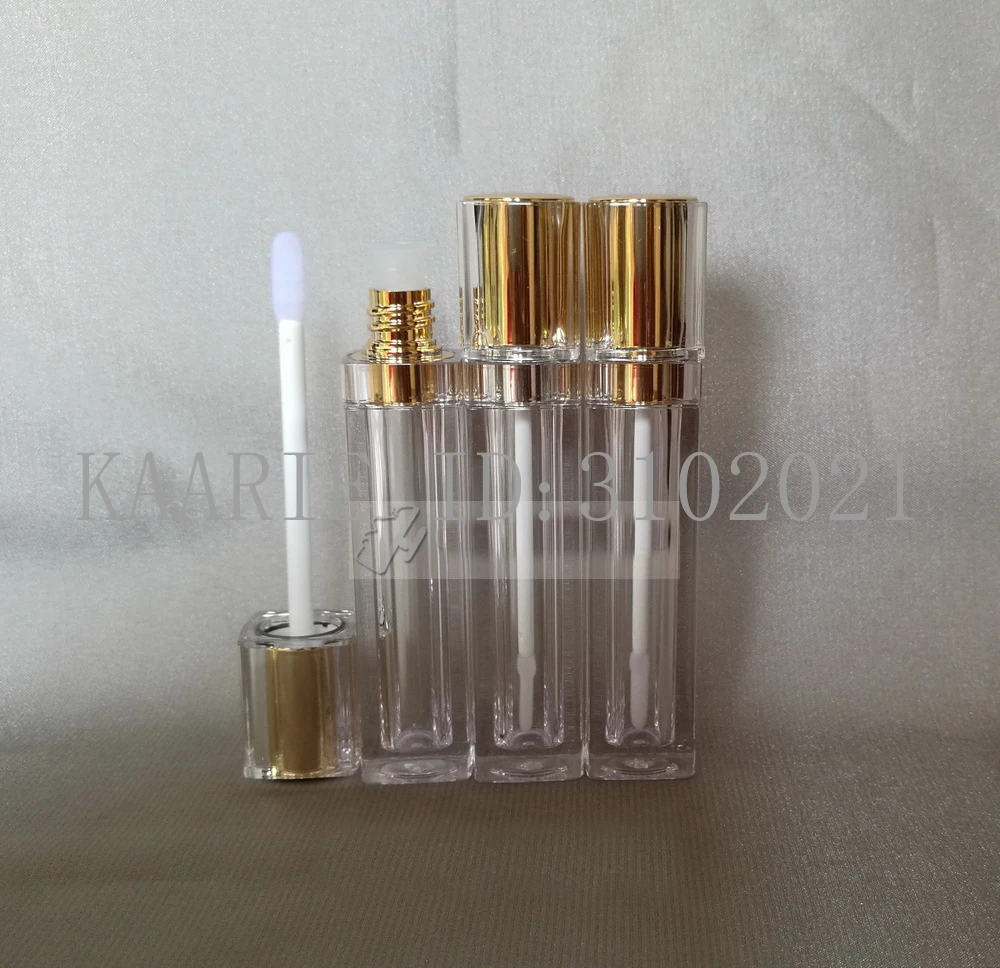 

8ML 40pcs/lot High Grade Cosmetic Lip Gloss Tube, Empty Elegant Gold Square Plastic Lipstick Refillable Bottle,Women Beauty Tool