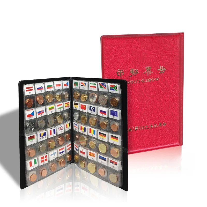 Мировой Набор монет 60 различных стран Национальный флаг альбом коллекция 100%