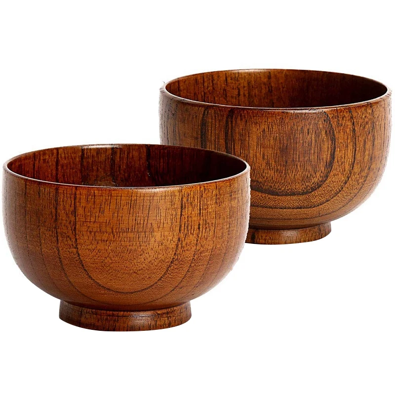 2 шт. деревянные чаши ручной работы натуральные парные набор для злаков фруктов