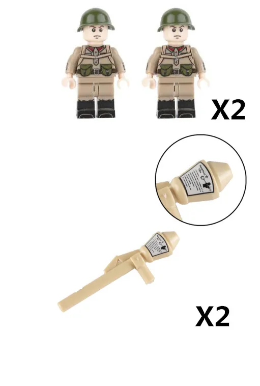 2soldiers-2weapons WW2 советские солдатики, Мини фигурки, военное оружие, город, части, полицейские кирпичи, строительные блоки, кирпичи, оригинальные MOC армейские игрушки C105 - Цвет: 2soldiers-2weapons