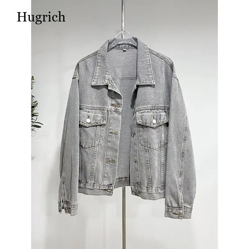 

Женская джинсовая куртка-бомбер с отложным воротником, в винтажном стиле