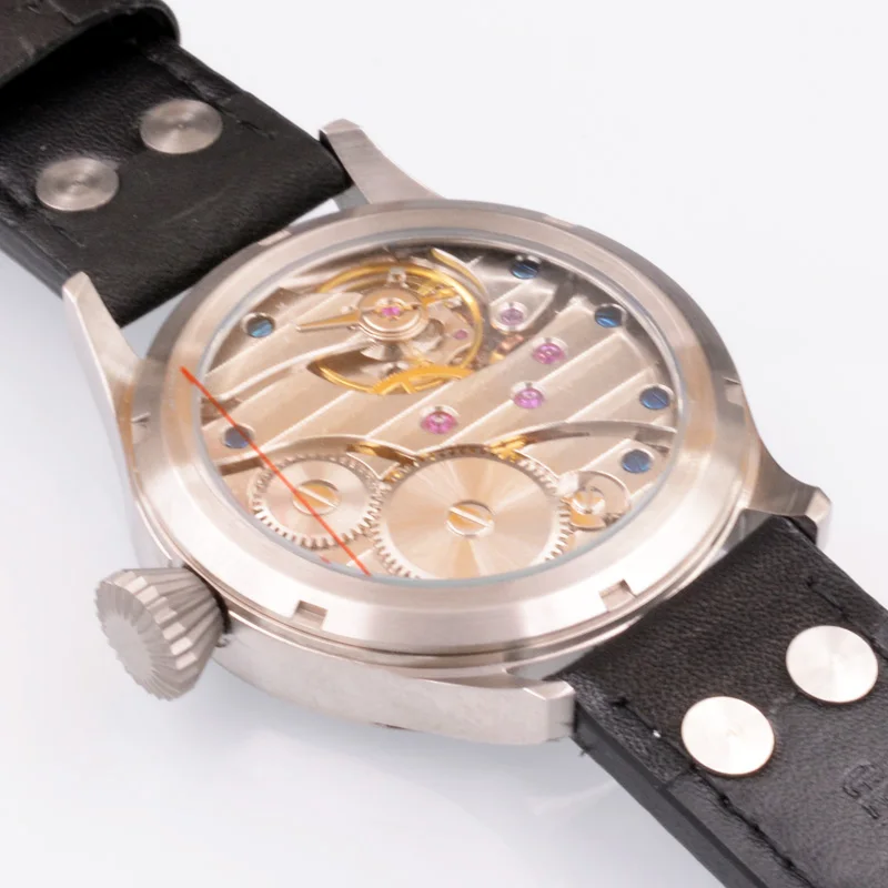 Corgeut 44 мм часы Мужские механические с ручным заводом Чайка 6497 модные кожаные