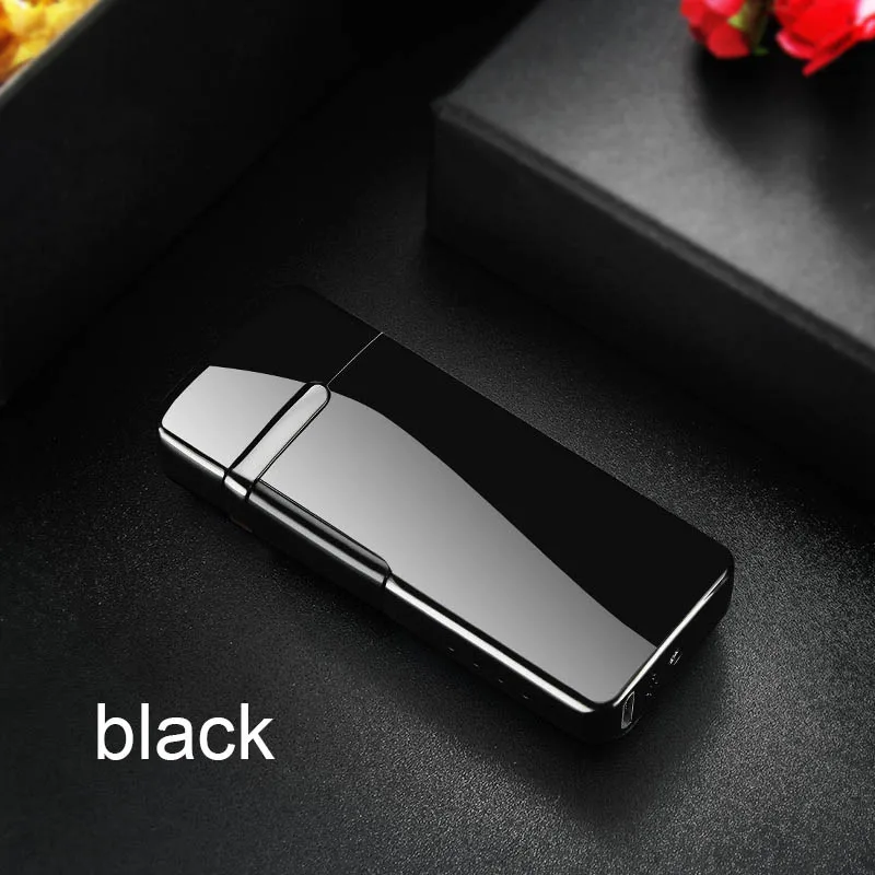 Плазменная usb-зажигалка с сенсорным переключателем, зажигалка для сигарет для курения, Электронная зажигалка с выгравированным именем, супертонкая зажигалка - Цвет: black 5