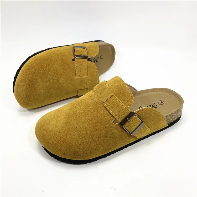 yellow brown KINE PANDA/пара тапочек; женские и мужские сандалии на пробковой подошве для взрослых; женские повседневные пляжные сандалии-гладиаторы на плоской подошве; домашняя обувь с пряжкой и ремешком; Размеры 35-44 - Цвет: yellow brown