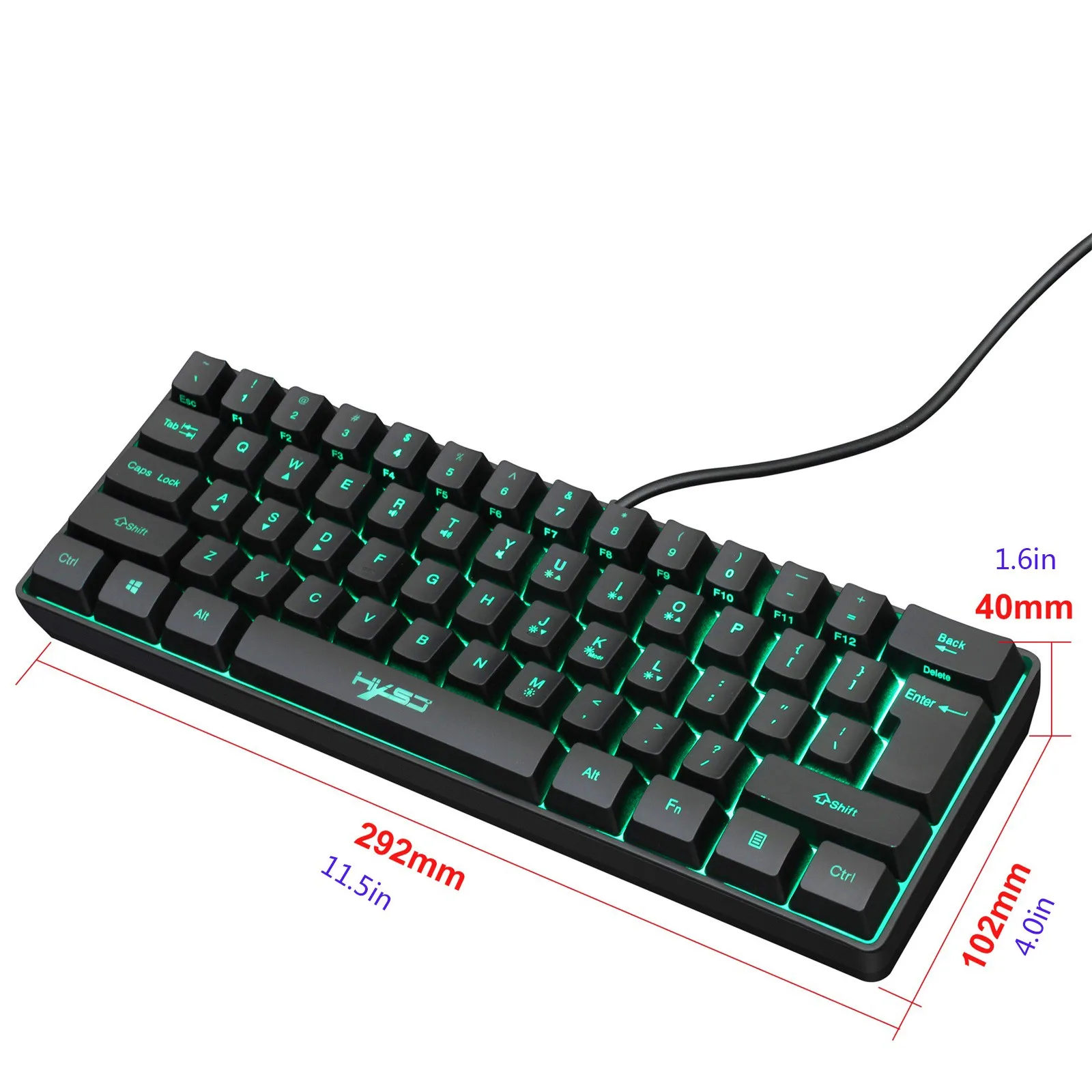

2021 New Arrival 61 Key Wired Gaming Keyboard RGB Backlit Ultra-Compact Mini Keyboard Mechanical Feeling For Gamer PC Laptop