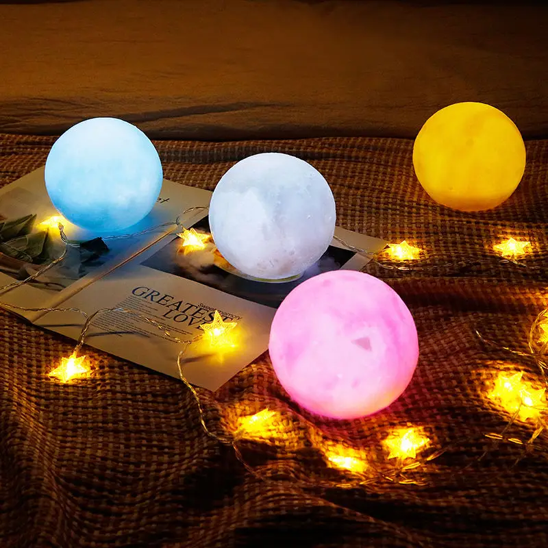 16 цветов дистанционный 3D светильник с Луной 8 см 12 светодиодный ночник для